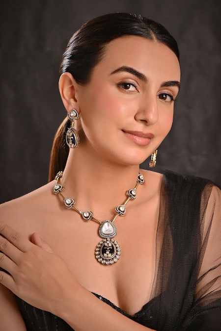 Raga Baubles Malhaar Ameena Stone Embellished Pendant Necklace Set 