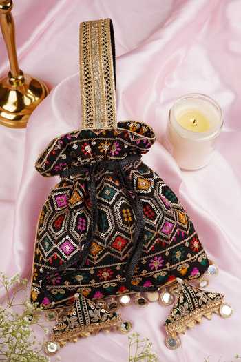 Swabhimann Geometric Bloom Embroidered Potli Bag 