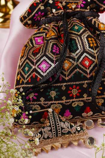 Swabhimann Geometric Bloom Embroidered Potli Bag 