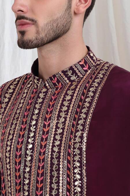 Aham-Vayam Purple Cotton Embroidery Jalsa Kurta Churidar Set at Aza Fashions Aham-Vayam_Purple Cotton Embroidery Jalsa Kurta Churidar Set _at_Aza_Fashions