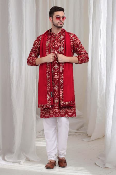 Aham-Vayam Krish Embroidered Kurta Churidar Set 