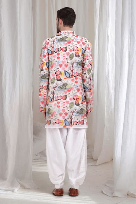 Shop_Aham-Vayam_Multi Color Cotton Embroidery Mrignayani Kurta Patiala Set _at_Aza_Fashions