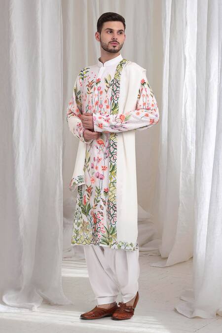 Aham-Vayam White Cotton Embroidery Varnika Nature Kurta Patiala Set at Aza Fashions Aham-Vayam_White Cotton Embroidery Varnika Nature Kurta Patiala Set _at_Aza_Fashions