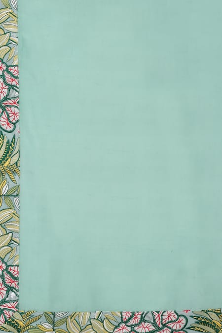 Shop Aham-Vayam Green Cotton Embroidery Varnika Kurta Pant Set Shop_Aham-Vayam_Green Cotton Embroidery Varnika Kurta Pant Set