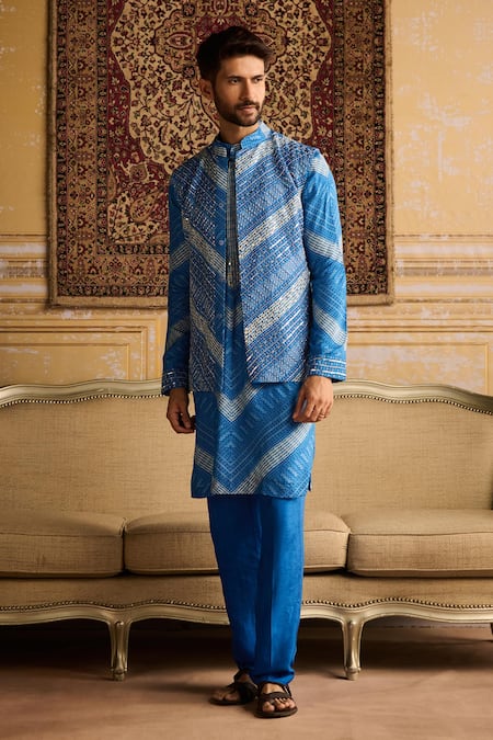 DiyaRajvvir Chevron Print Bundi Kurta Set 