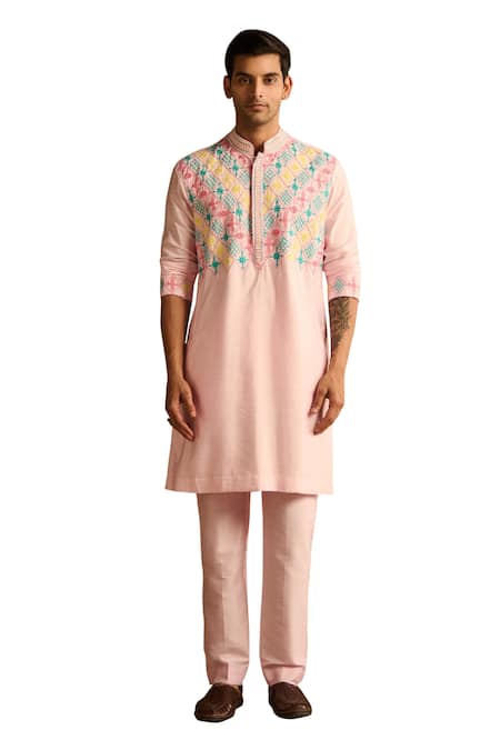 Buy Diyarajvvir Pink Cotton, Silk Cut Work, Embroidery Cutdana And Thread Kurta & Pant Set Online at Aza Fashions Buy_Diyarajvvir_Pink Cotton, Silk Cut Work, Embroidery Cutdana And Thread Kurta & Pant Set _Online_at_Aza_Fashions