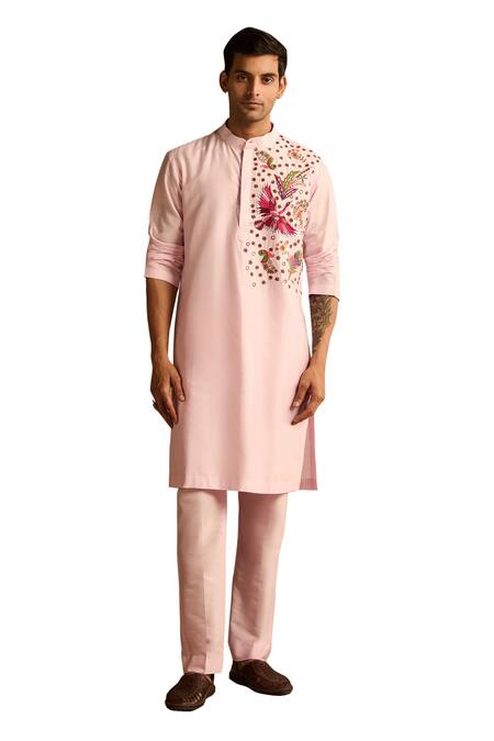 Buy Diyarajvvir Pink Cotton, Silk Embroidery Cosmic Floral Kurta And Pant Set Online at Aza Fashions Buy_Diyarajvvir_Pink Cotton, Silk Embroidery Cosmic Floral Kurta And Pant Set _Online_at_Aza_Fashions