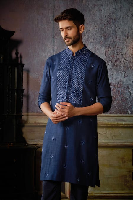 Buy Diyarajvvir Blue Cotton, Silk, Linen Cut Work, Embroidery Cutdana Kurta And Pant Set Online at Aza Fashions Buy_Diyarajvvir_Blue Cotton, Silk, Linen Cut Work, Embroidery Cutdana Kurta And Pant Set _Online_at_Aza_Fashions
