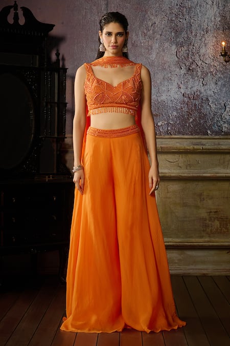 DiyaRajvvir Sequin Embroidered Waist Sharara Set 