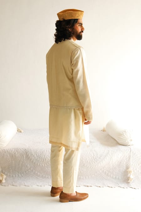 Shop Wabi Sabi By Anshum-Ritesh Beige Chanderi Beads, Diamonds, Embroidery Paisley Boteh Bundi Set at Aza Fashions Shop_Wabi Sabi By Anshum-Ritesh_Beige Chanderi Beads, Diamonds, Embroidery Paisley Boteh Bundi Set _at_Aza_Fashions