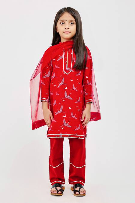Mamma Plz Birds Print Kurta Pyjama Set 