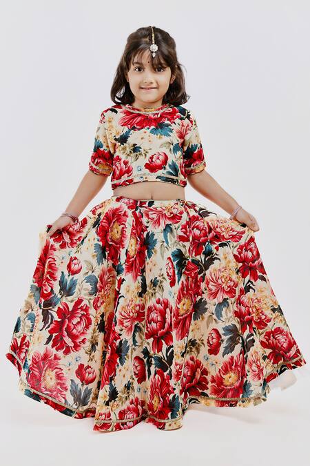 Buy Mamma Plz Ivory Handloom Cotton, Chanderi Embroidery Floral Garden Print Lehenga Set Online at Aza Fashions Buy_Mamma Plz_Ivory Handloom Cotton, Chanderi Embroidery Floral Garden Print Lehenga Set _Online_at_Aza_Fashions