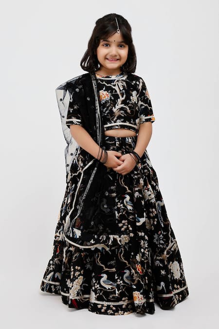 Mamma Plz Handwoven Chanderi Floral Print Lehenga Set 