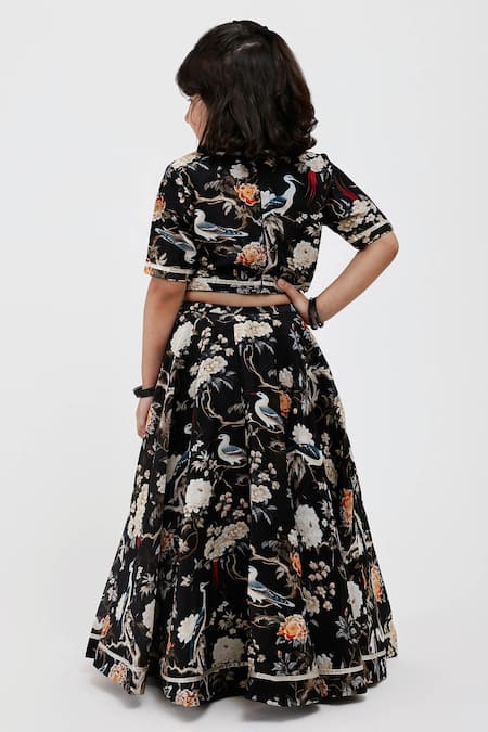 Mamma Plz Handwoven Chanderi Floral Print Lehenga Set 