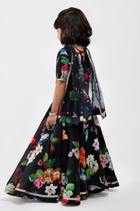 Mamma Plz Floral Print Chanderi Lehenga Set 