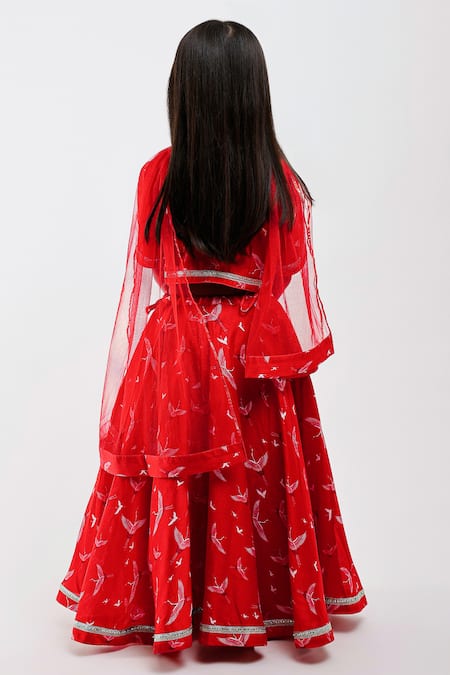Mamma Plz Flying Bird Print Lehenga Set 