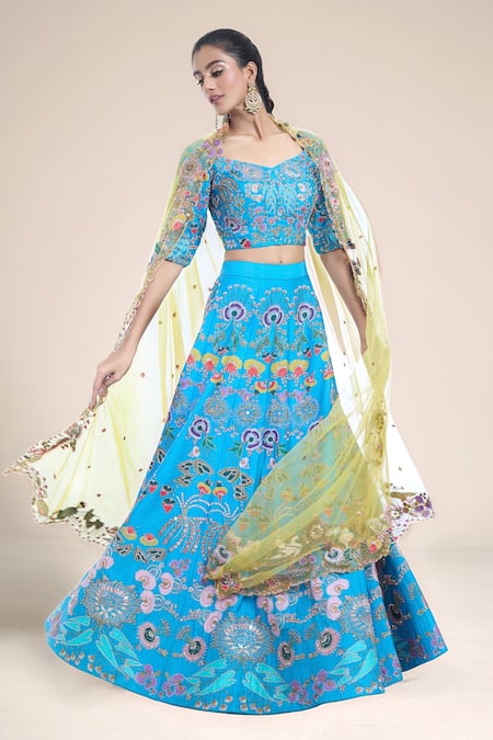 Aisha Rao Floral Applique & Embellished Lehenga Set 