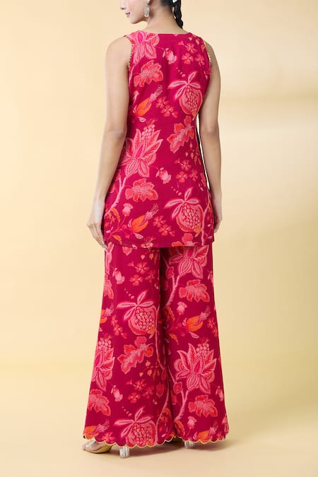 Kalakaari By Sagarika Floral Bloom Print Kurta Palazzo Set 