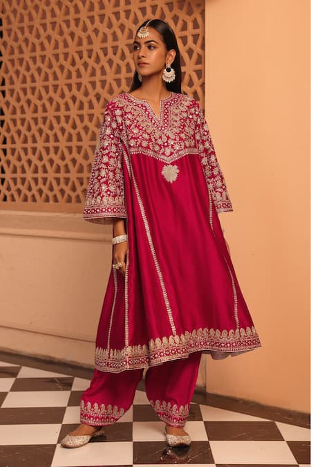 Sheetal Batra Aiman A-Line Embroidered Chauga Kurta With Salwar 