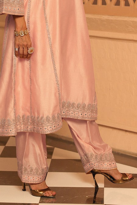 Sheetal Batra Pink , Organza Embroidery Aiman Bodice Chauga Kurta With Salwar Online at Aza Fashions Sheetal Batra_Pink , Organza Embroidery Aiman Bodice Chauga Kurta With Salwar _Online_at_Aza_Fashions