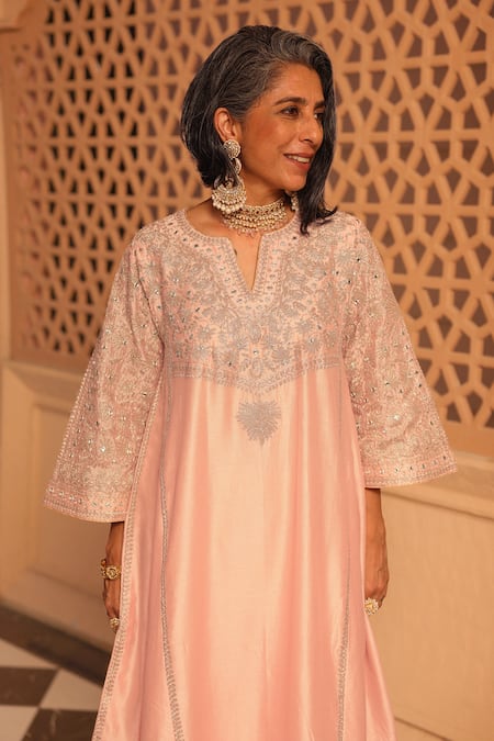 Sheetal Batra Pink , Organza Embroidery Aiman Bodice Chauga Kurta With Salwar at Aza Fashions Sheetal Batra_Pink , Organza Embroidery Aiman Bodice Chauga Kurta With Salwar _at_Aza_Fashions