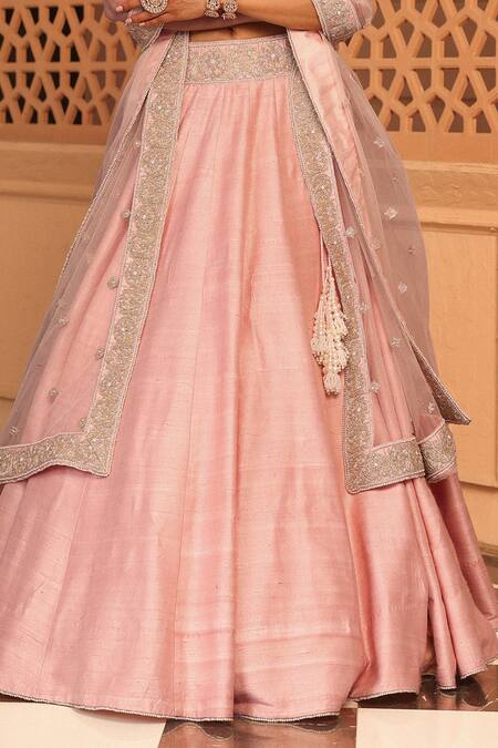 Buy Sheetal Batra Pink Silk, Net Pearls, Zari Halter Neck Humeyra Raw Lehenga Set Online at Aza Fashions Buy_Sheetal Batra_Pink Silk, Net Pearls, Zari Halter Neck Humeyra Raw Lehenga Set _Online_at_Aza_Fashions