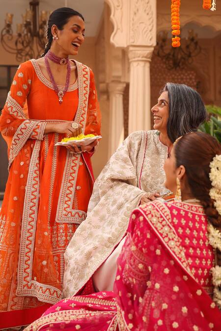 Buy Sheetal Batra Orange Organza, Rayon, Pearls, Mariyah Paisley Anarkali And Lehenga Set Online at Aza Fashions Buy_Sheetal Batra_Orange Organza, Rayon, Pearls, Mariyah Paisley Anarkali And Lehenga Set _Online_at_Aza_Fashions