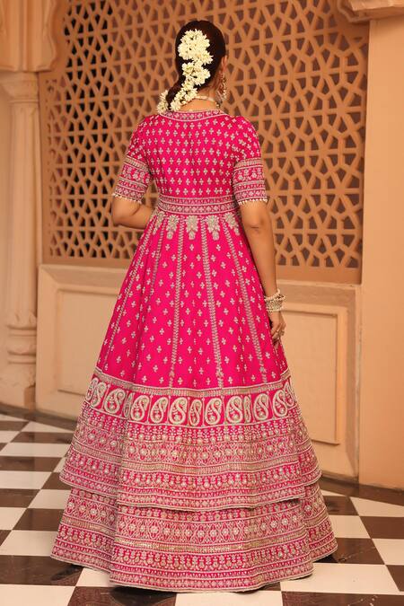 Sheetal Batra Naila Floral Butti Embroidered Bridal Anarkali Lehenga Set 