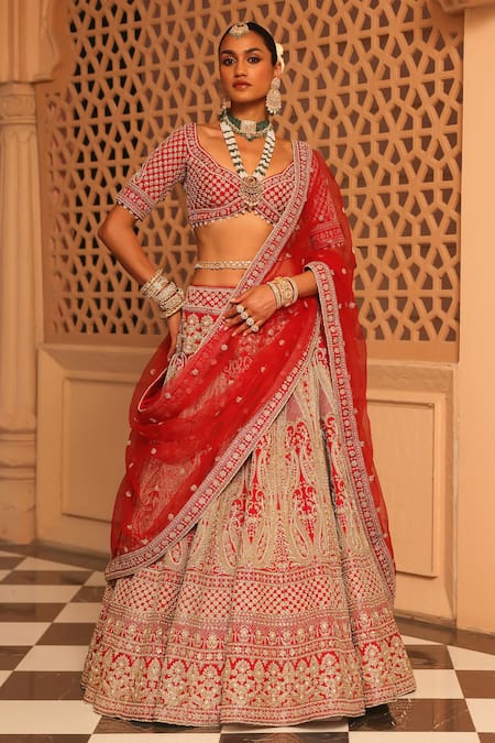 Sheetal Batra Nazreen Paisley Embroidered Bridal Lehenga Set 