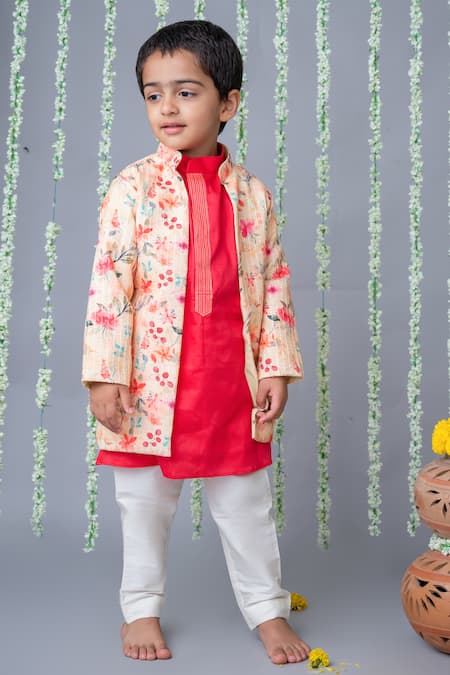 Label Neeti Floral Print Jacket Kurta Set 