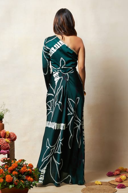 Shop Vedika M Green Satin Sequins One Shoulder Abstract Printed Asymmetric Corset Dress at Aza Fashions Shop_Vedika M_Green Satin Sequins One Shoulder Abstract Printed Asymmetric Corset Dress _at_Aza_Fashions