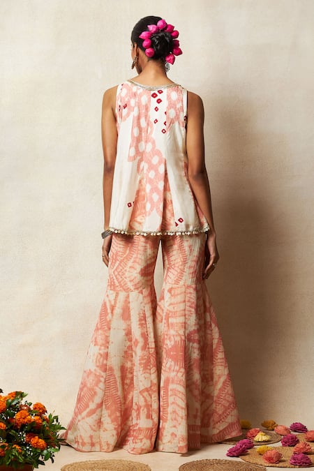 Vedika M Abstract Print Godet Top With Sharara