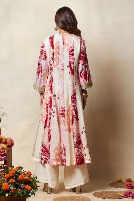 Vedika M Abstract Bandhani Print Kurta Pant Set