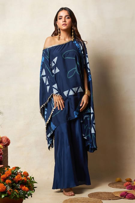 Vedika M One-Shoulder Printed Tunic & Pant Set 