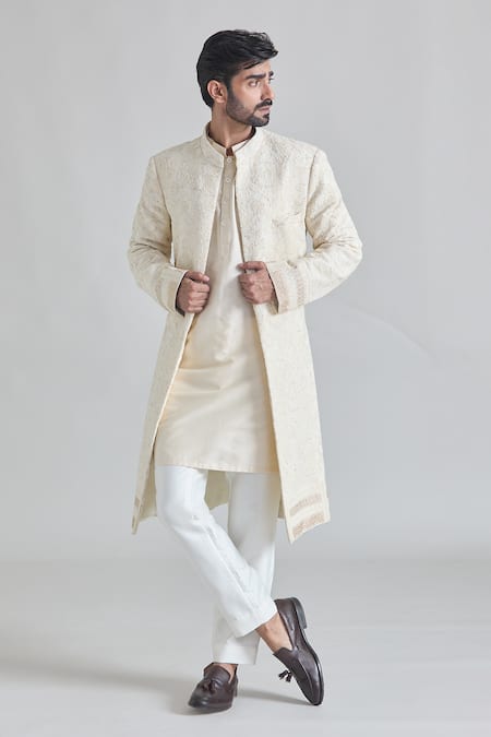 Priti Sahni Lucknowi Thread Embroidered Sherwani Set 