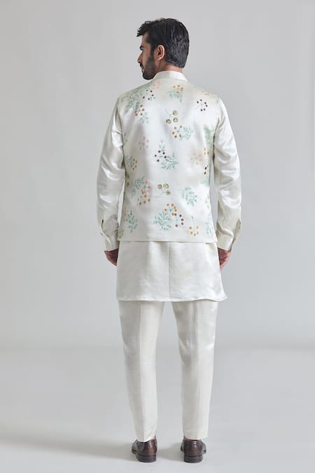 Priti Sahni Flower Hand Painted Bundi & Kurta Set 