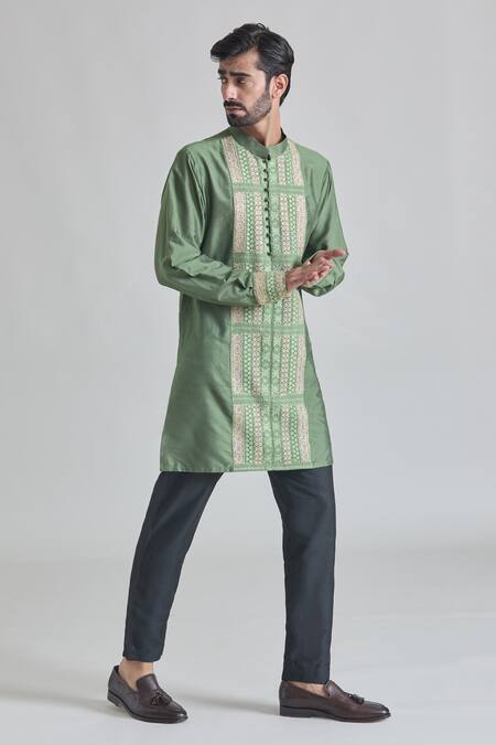 Buy Priti Sahni Green Cotton, Silk Zari, Embroidery Kurta Set Online at Aza Fashions Buy_Priti Sahni_Green Cotton, Silk Zari, Embroidery Kurta Set _Online_at_Aza_Fashions