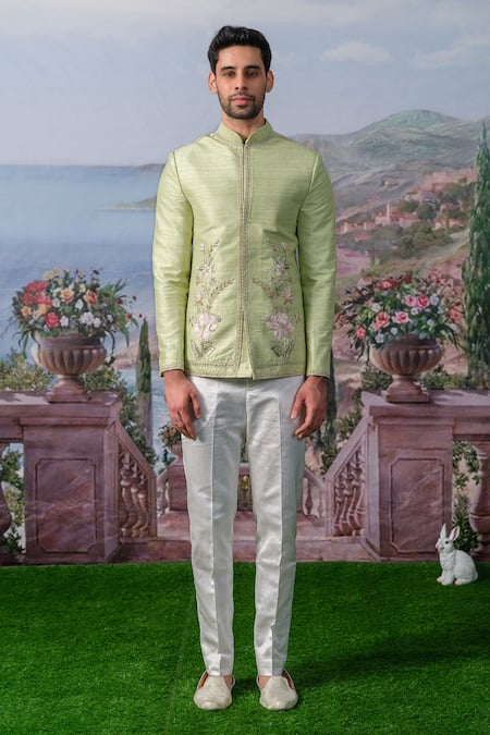 House Of Koa Oran Floral Embroidered Bandhgala Set 