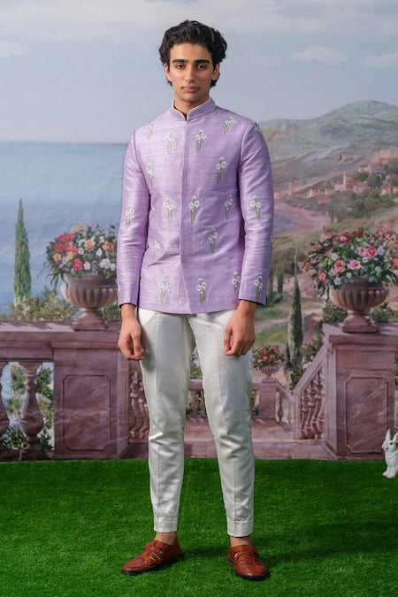 House Of Koa Finn Thread Embroidered Bandhgala Set 