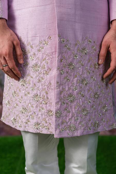 Buy House Of Koa Pink Embroidery Zardozi Ralph Floral Border Sherwani Set Online at Aza Fashions Buy_House Of Koa_Pink Embroidery Zardozi Ralph Floral Border Sherwani Set _Online_at_Aza_Fashions