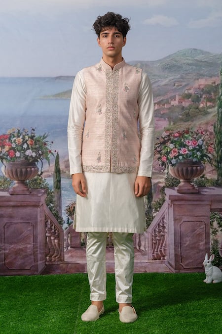 House Of Koa Robin Bird Embroidered Bundi & Kurta Set 