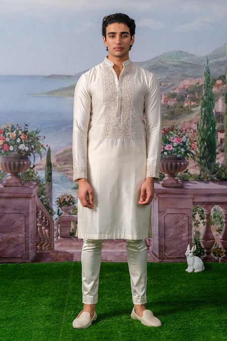 House Of Koa Aiden Embroidered Placket Kurta With Pant 