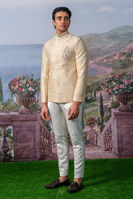 House Of Koa Kai Placement Embroidered Bandhgala With Pant 