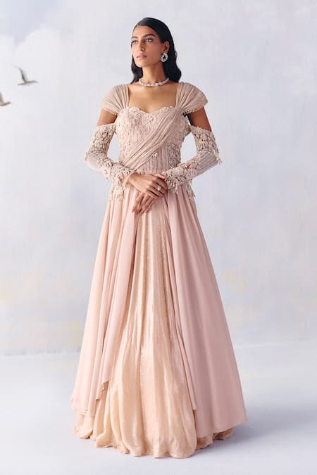 Awigna Juliet Blossomy Embroidered Cinderella Plisse Gown 