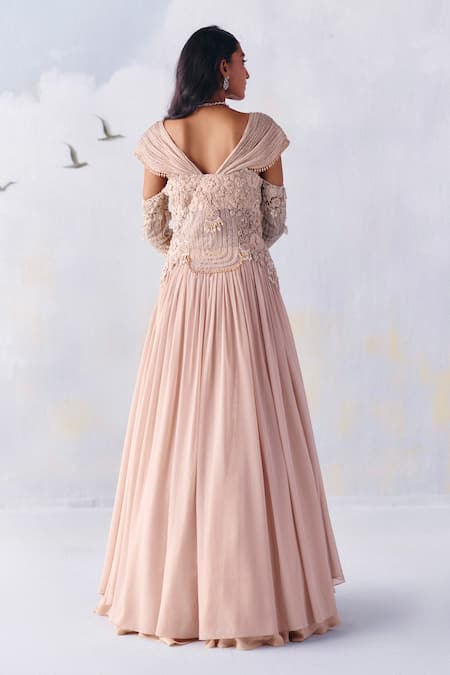 Awigna Juliet Blossomy Embroidered Cinderella Plisse Gown 