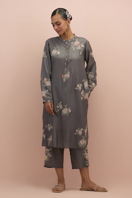 KORA Printed Embroidered Kurta & Pant Set 