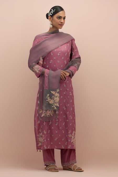 KORA Floret Embroidered Kurta Pant Set 