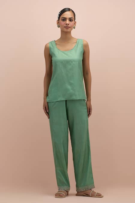 Kora Green , Organza Beads, Embroidery Embellished Floral Anarkali Pant Set Online at Aza Fashions Kora_Green , Organza Beads, Embroidery Embellished Floral Anarkali Pant Set _Online_at_Aza_Fashions