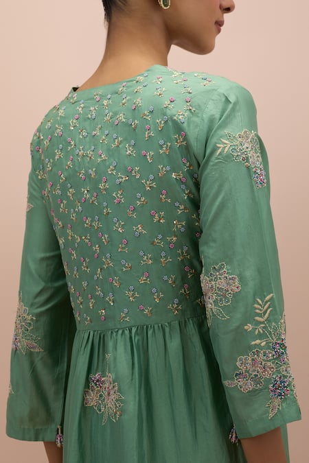 Buy Kora Green , Organza Beads, Embroidery Embellished Floral Anarkali Pant Set Online at Aza Fashions Buy_Kora_Green , Organza Beads, Embroidery Embellished Floral Anarkali Pant Set _Online_at_Aza_Fashions
