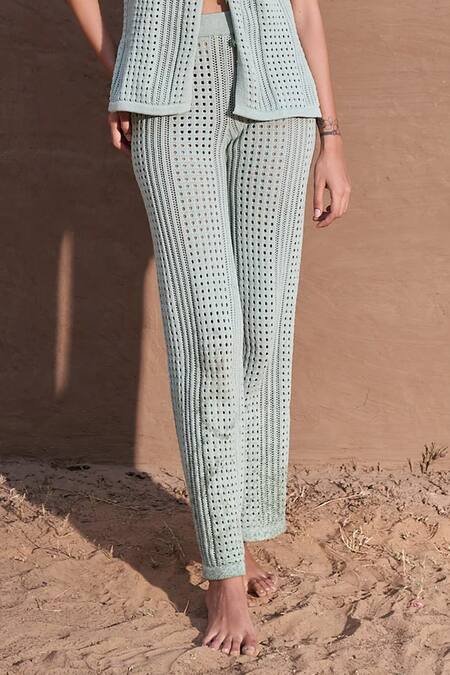 Shop Shop Nirvanaa Green Cotton Collared Isabella Knitted Shirt With Pant Online at Aza Fashions Shop_Shop Nirvanaa_Green Cotton Collared Isabella Knitted Shirt With Pant _Online_at_Aza_Fashions